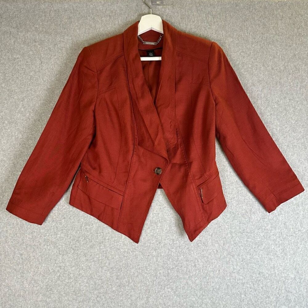 White House Black Market Structured Cinnamon Linen Blend Blazer Sz 6